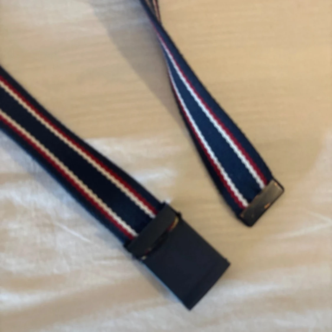 Randigt marinblått tygbälte - 1