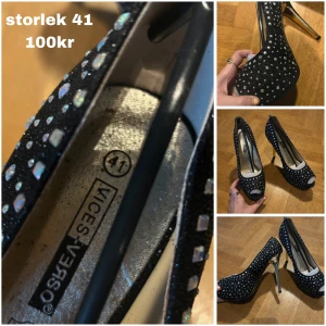 Svarta Klackskor Med Diamant - oanvända, storlek 41.