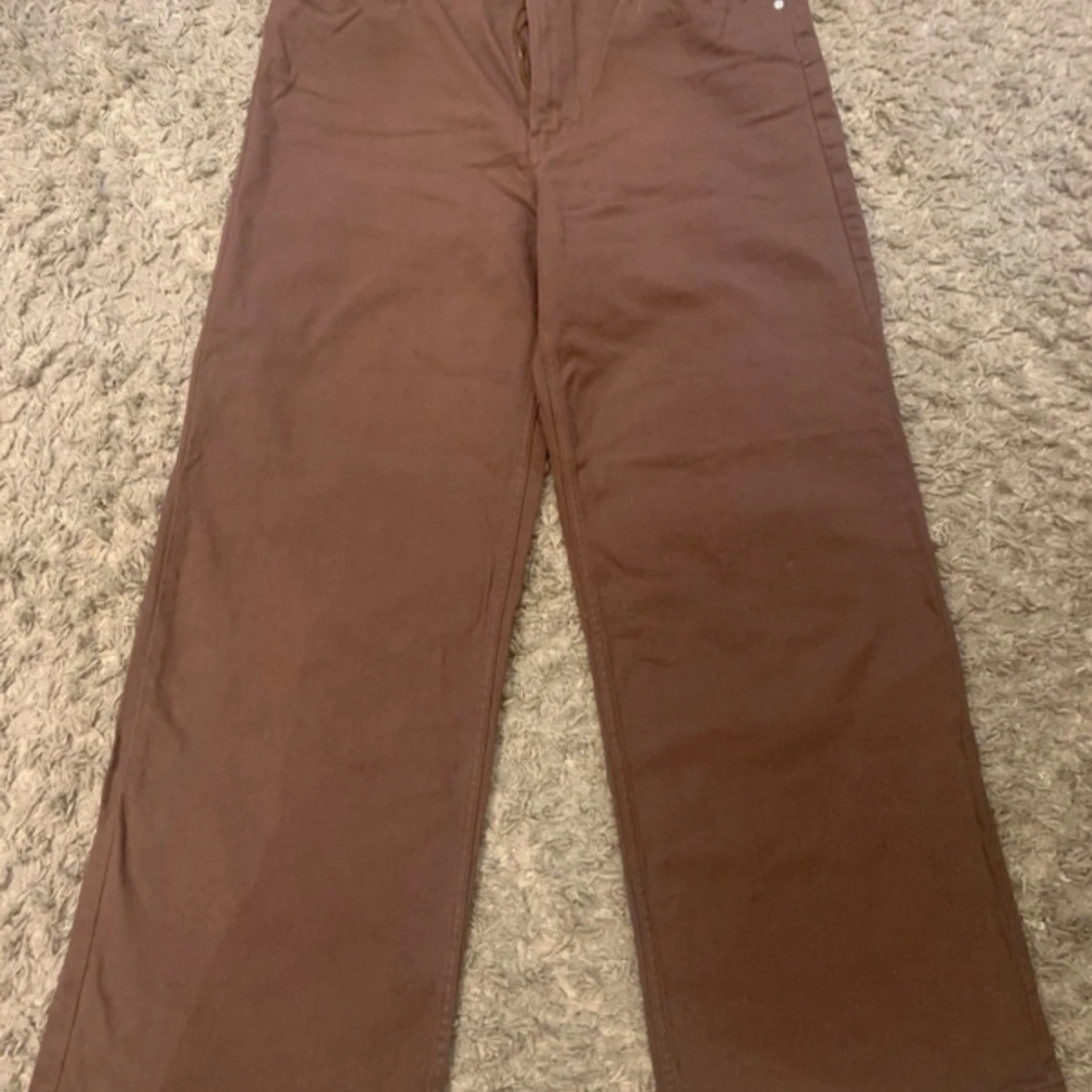 Bruna raka byxor i bomull - 1