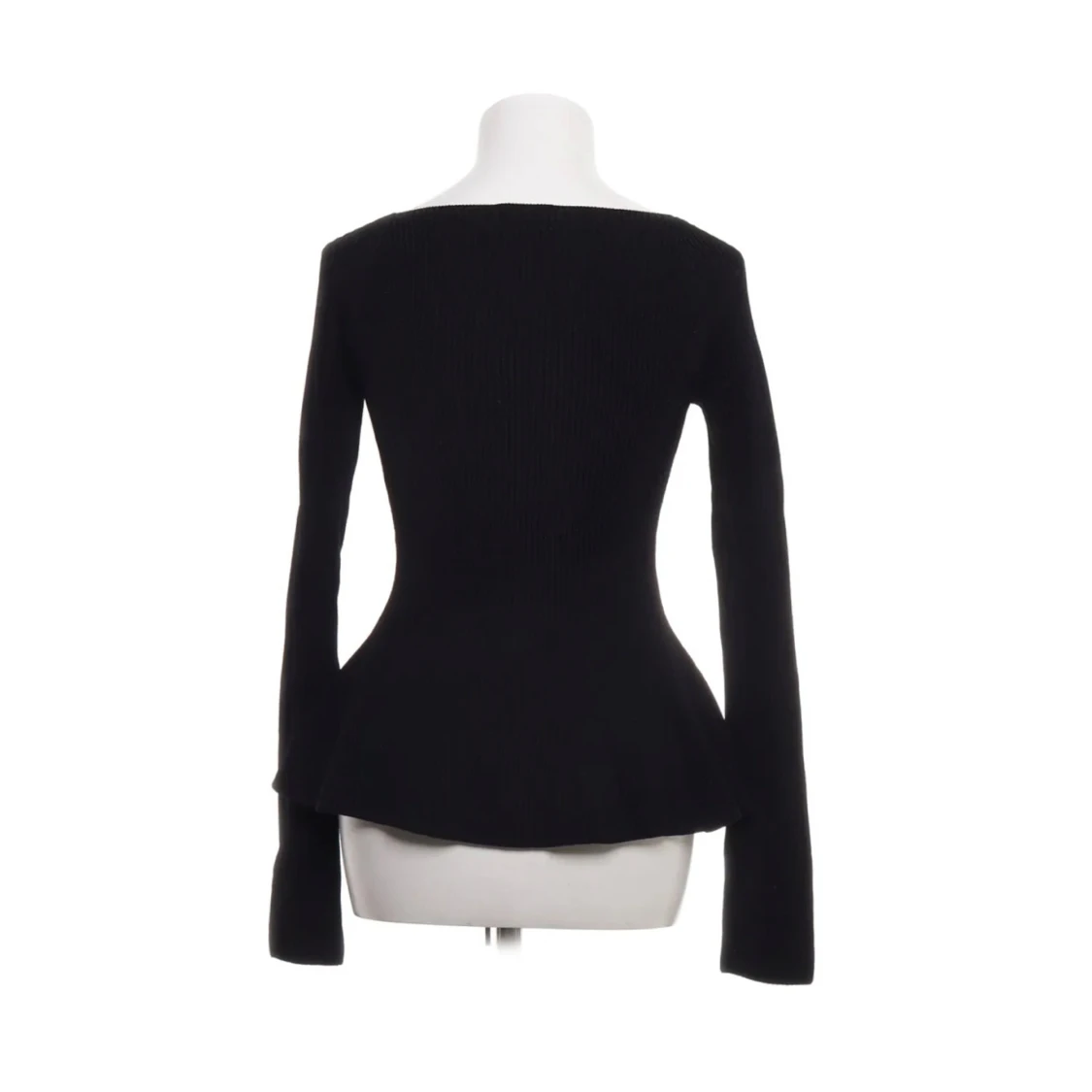 Svart ribbad långärmad top H&M - 1