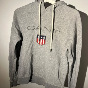 Grå hoodie från GANT - Snygg grå hoodie från GANT i storlek xs men skulle tro att den är mer xss. Skicket är bra med inga defekter.