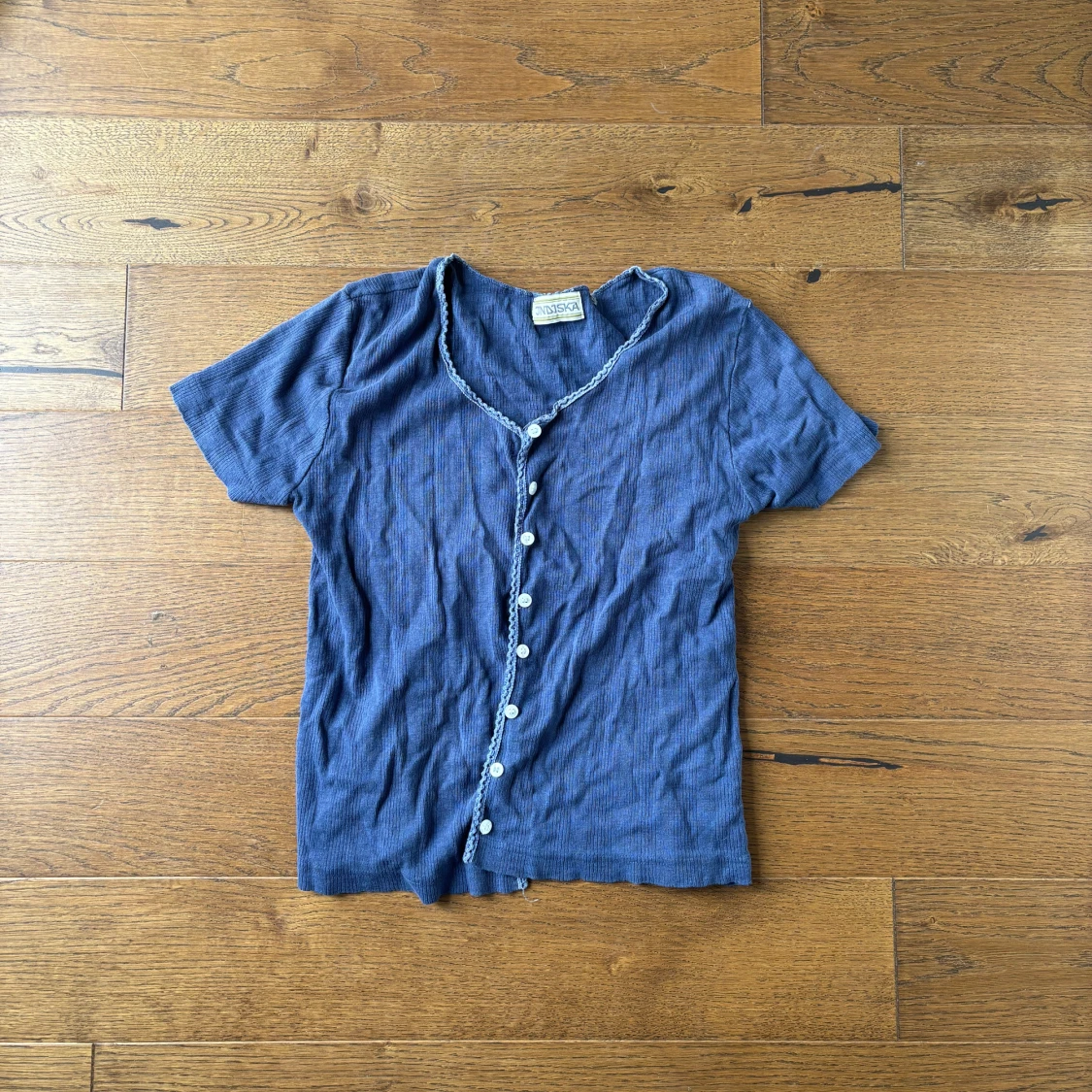 Blå ribbad topp - 1