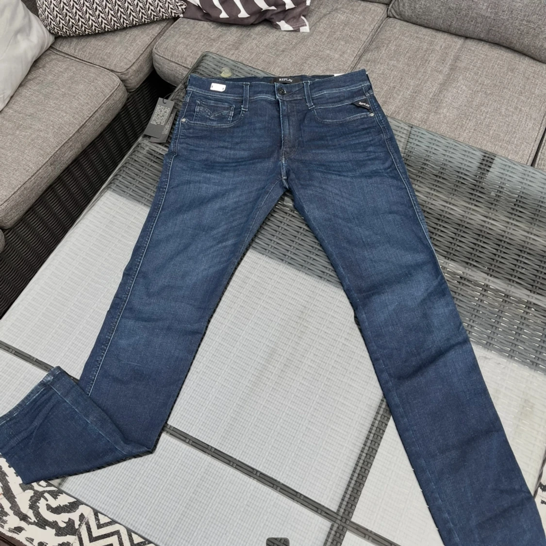 Replay Hyperflex jeans i mörkblå denim - 4