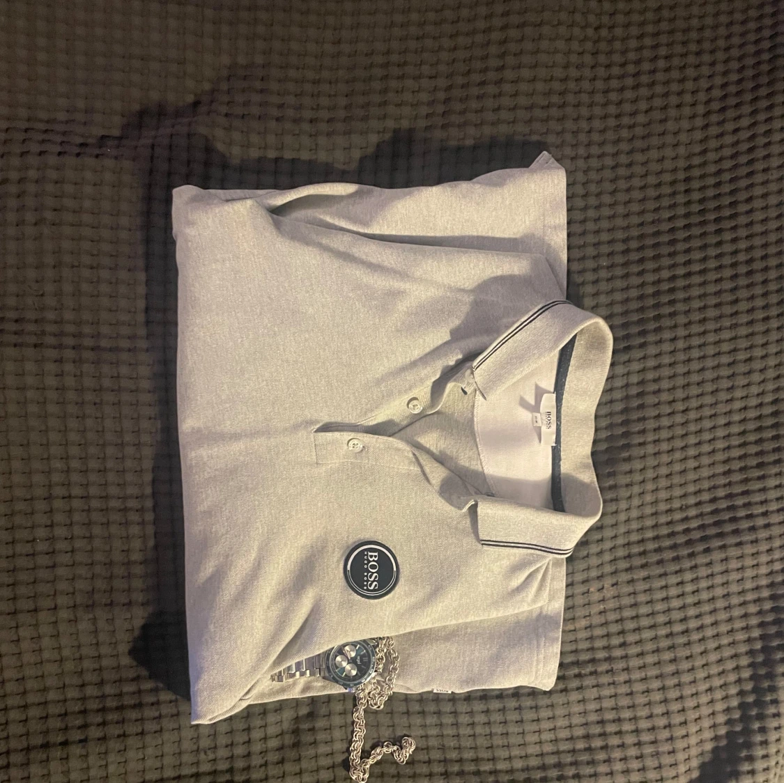 Grå piké tröja (långärmad) från Hugo boss.