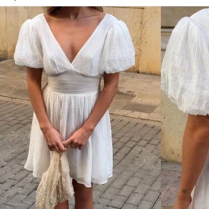 Vit kortklänning med puffärmar och rosett - Säljer denna vita klänningen från Gina, helt ny! Perfekt till studenten och sommaren 🙌🏻💓