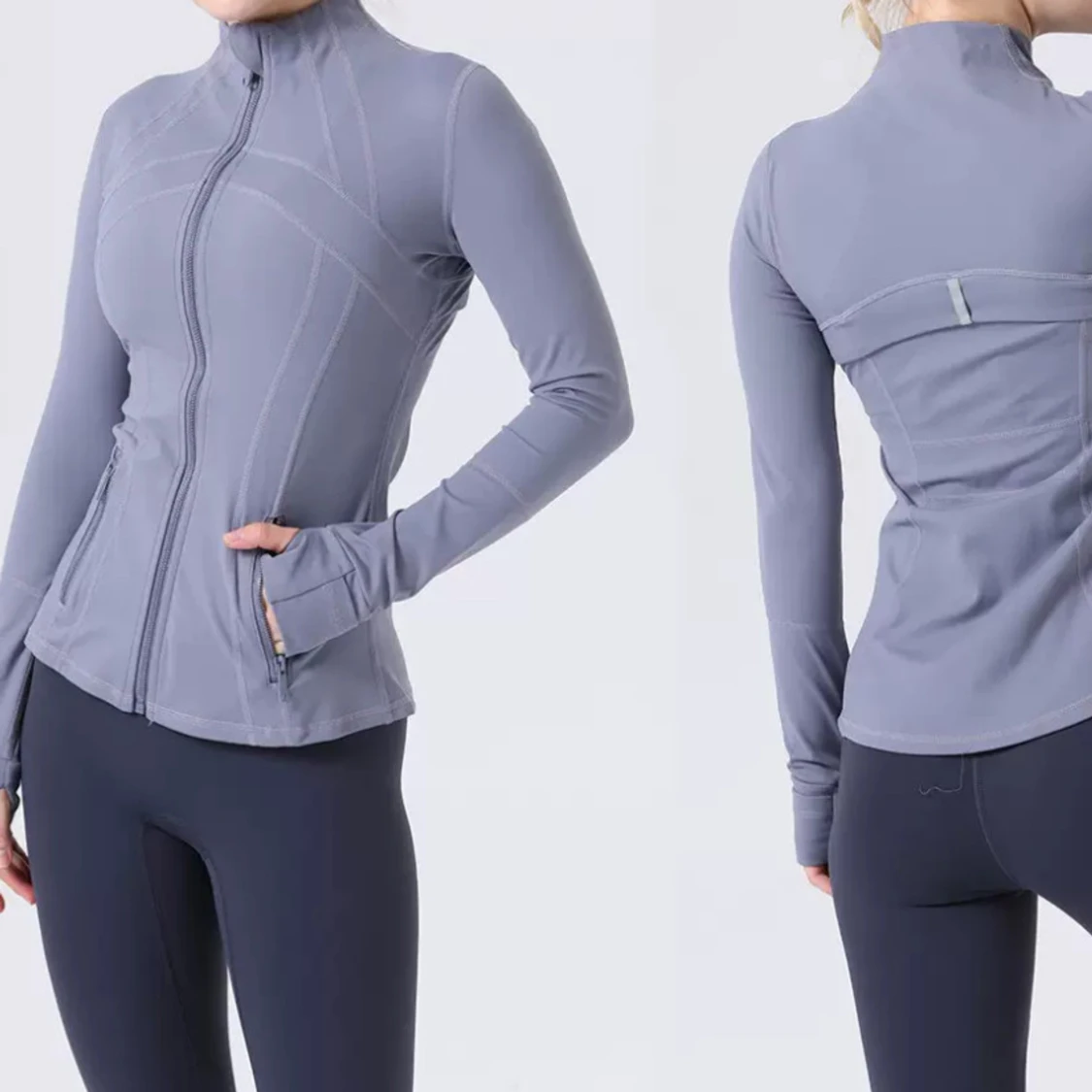 Grå träningsjacka med dragkedja (Lululemon) - 1