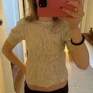 Glittrig topp från Holly & Whyte - Glittrig fest topp med puffärmar från Holly & Whyte i storlek S. Toppen är endast använd en gång. Perfekt för att lysa upp vilken outfit som helst!⭐️⭐️