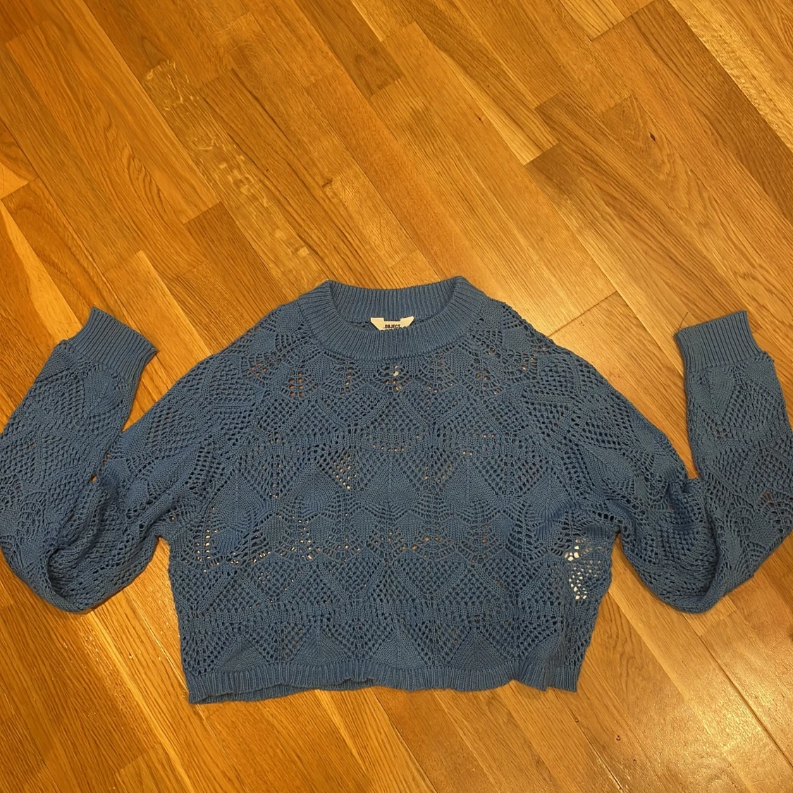 Blå croppad stickad tröja Object XS - 1