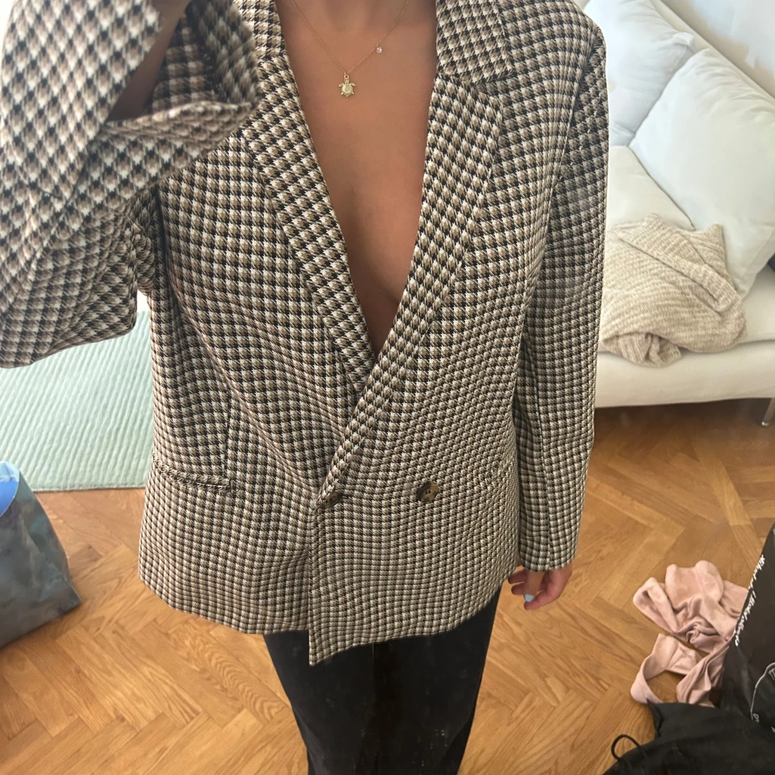 Rutig kavaj med knappar - 2