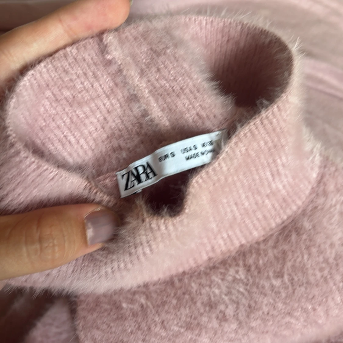 Rosa pärlprydd stickad topp från Zara - 1