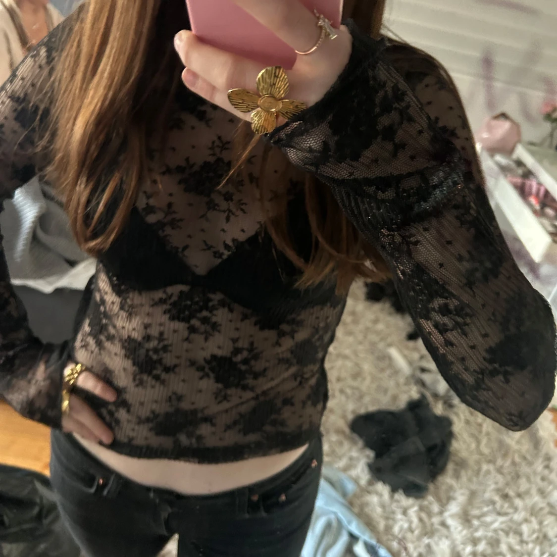 Svart spets topp - 1