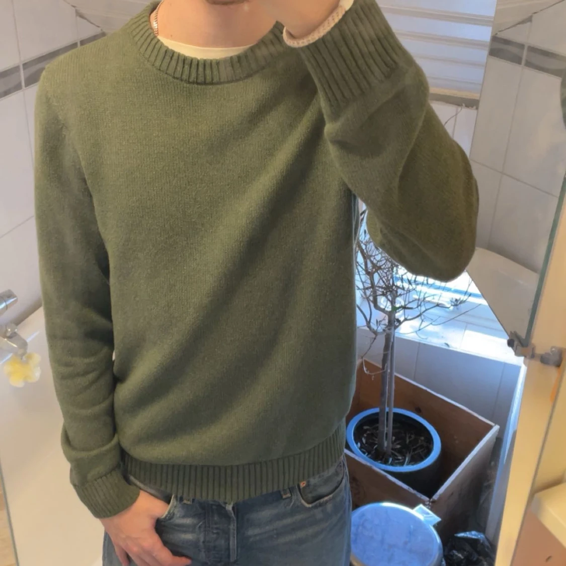 Grön stickad tröja