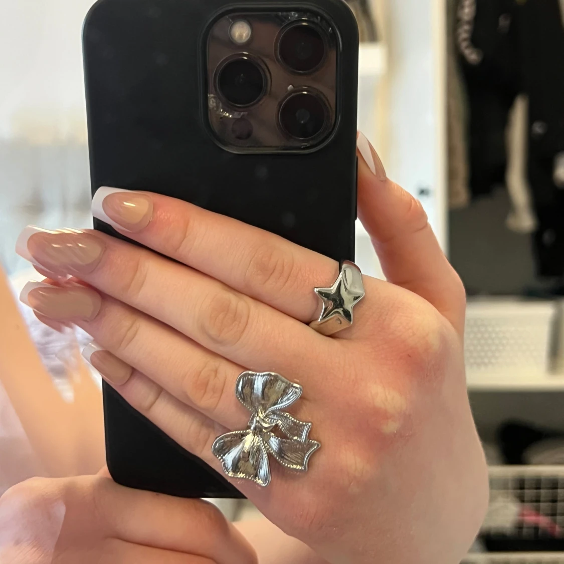 Silver rosett och stjärn ring  - 2