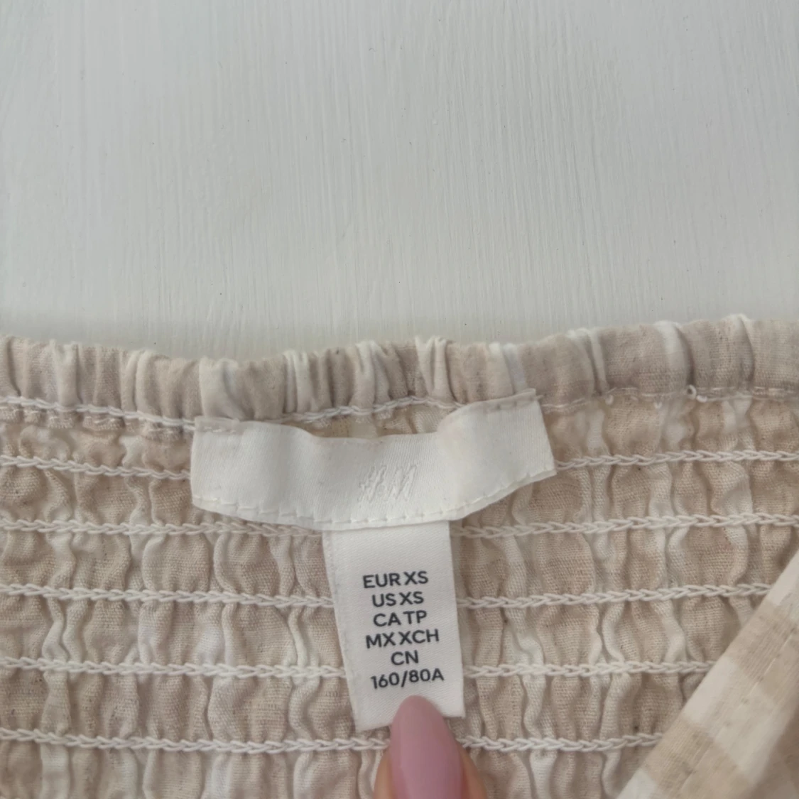 Beige rutig kortklänning H&M XS - 2