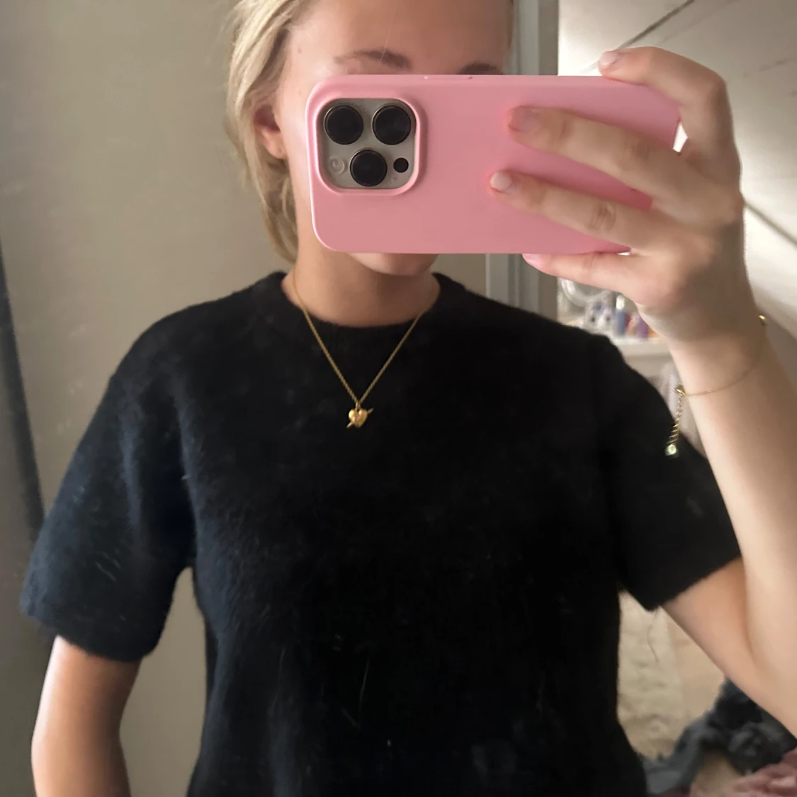 Svart croppad stickad tröja - 3