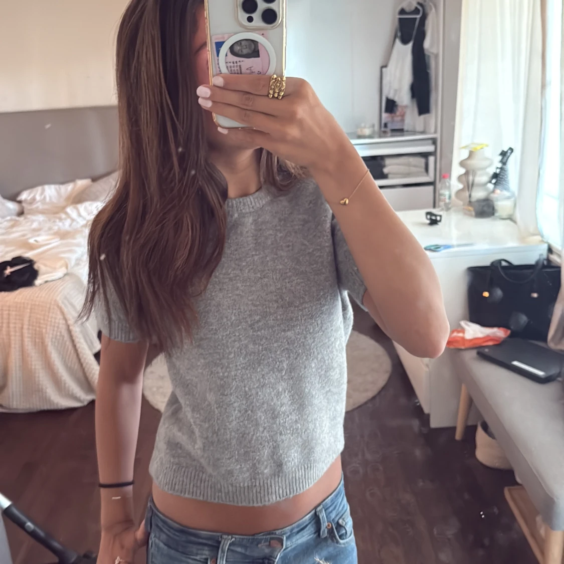 Grå stickad kortärmad tröja från Zara - 2