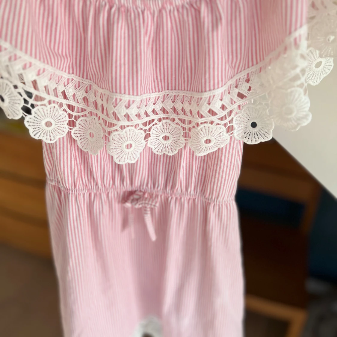 Rosa och vit randig kortklänning xxs - 3