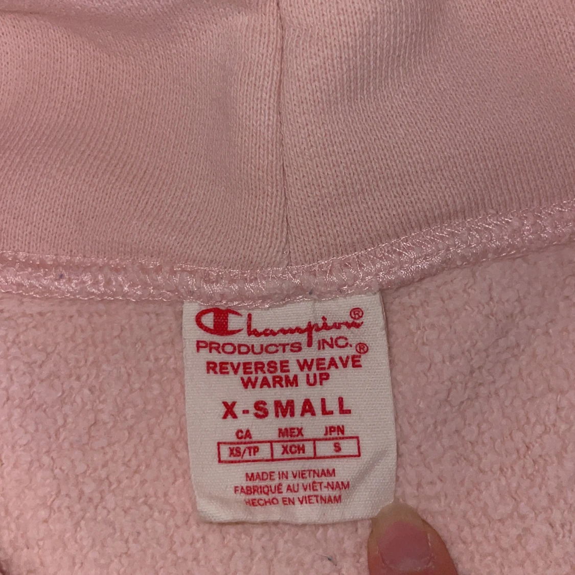 Ljusrosa Champion hoodie med logga, storlek xs - 4