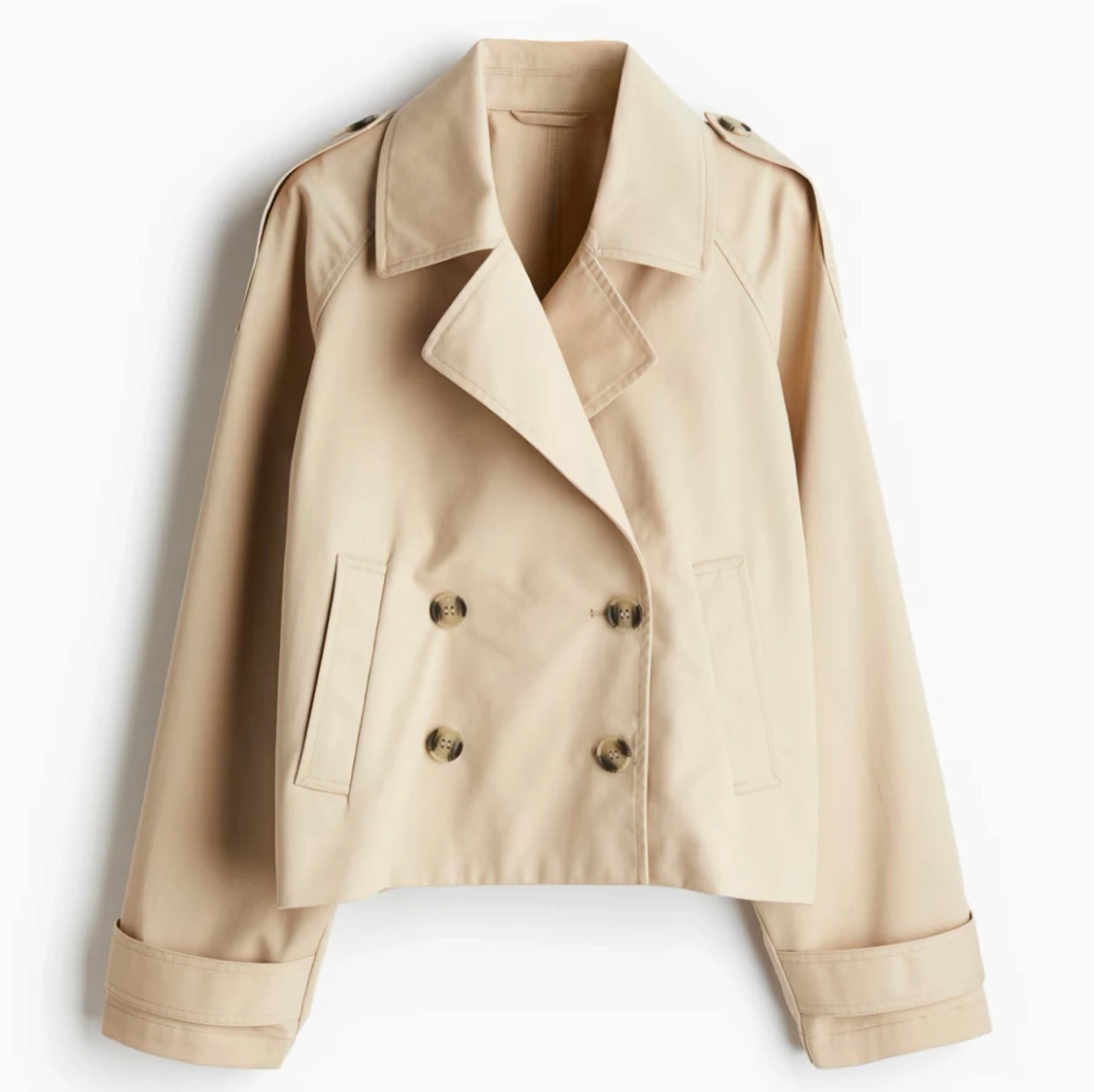 Beige croppad trenchcoat med knappar