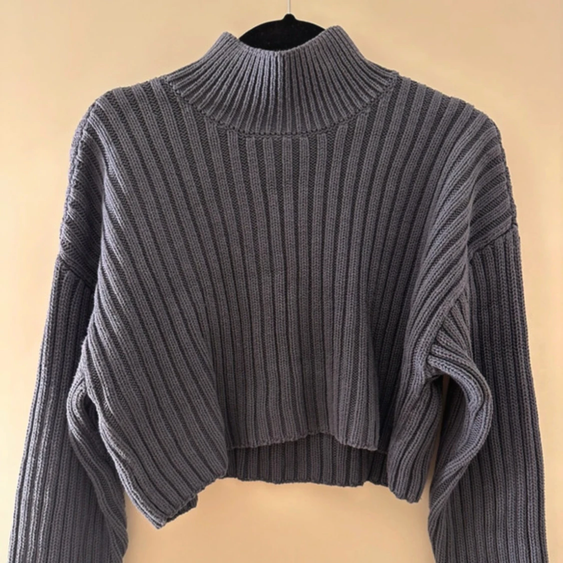 Mörkblå croppad polotröja - 2