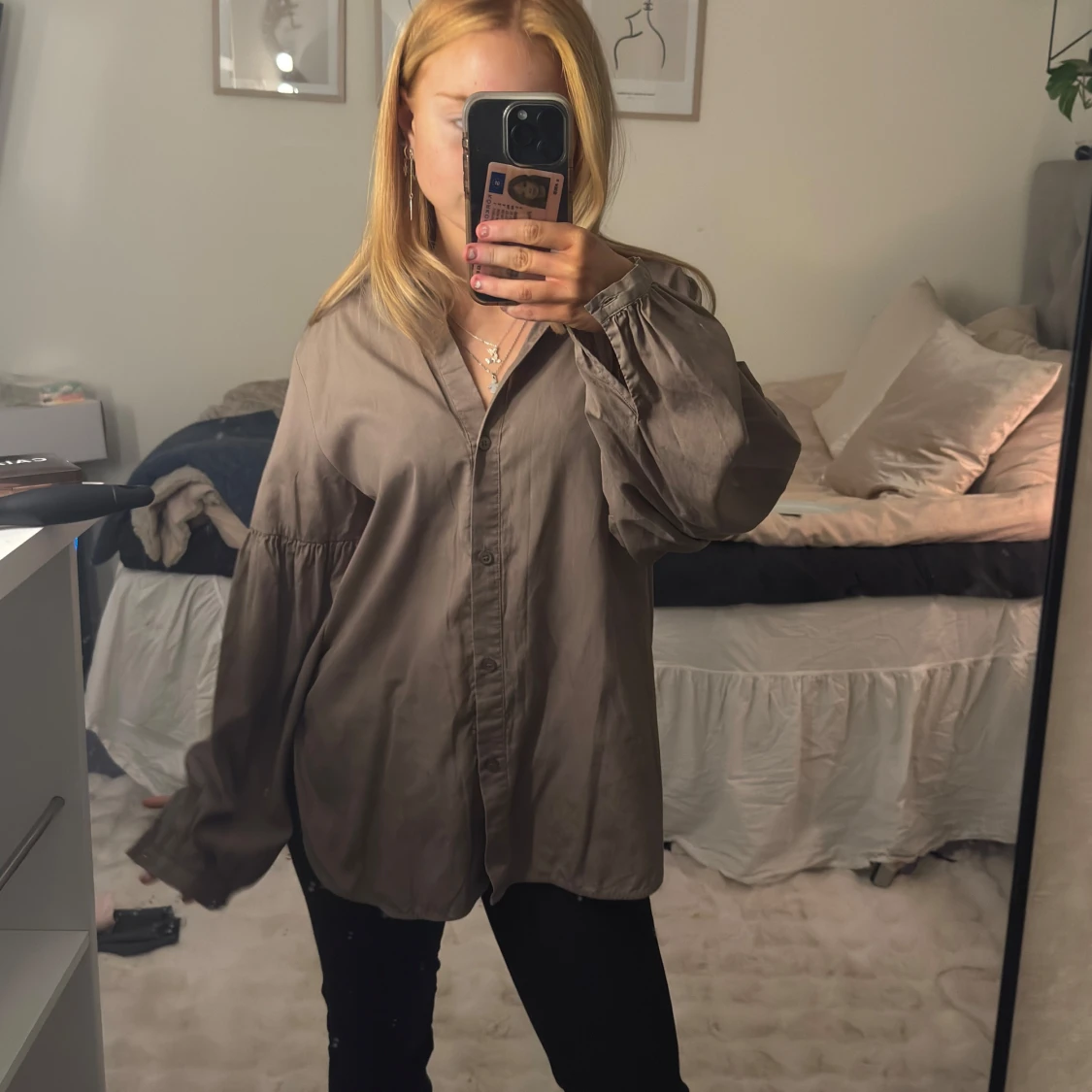 Brun oversized blus