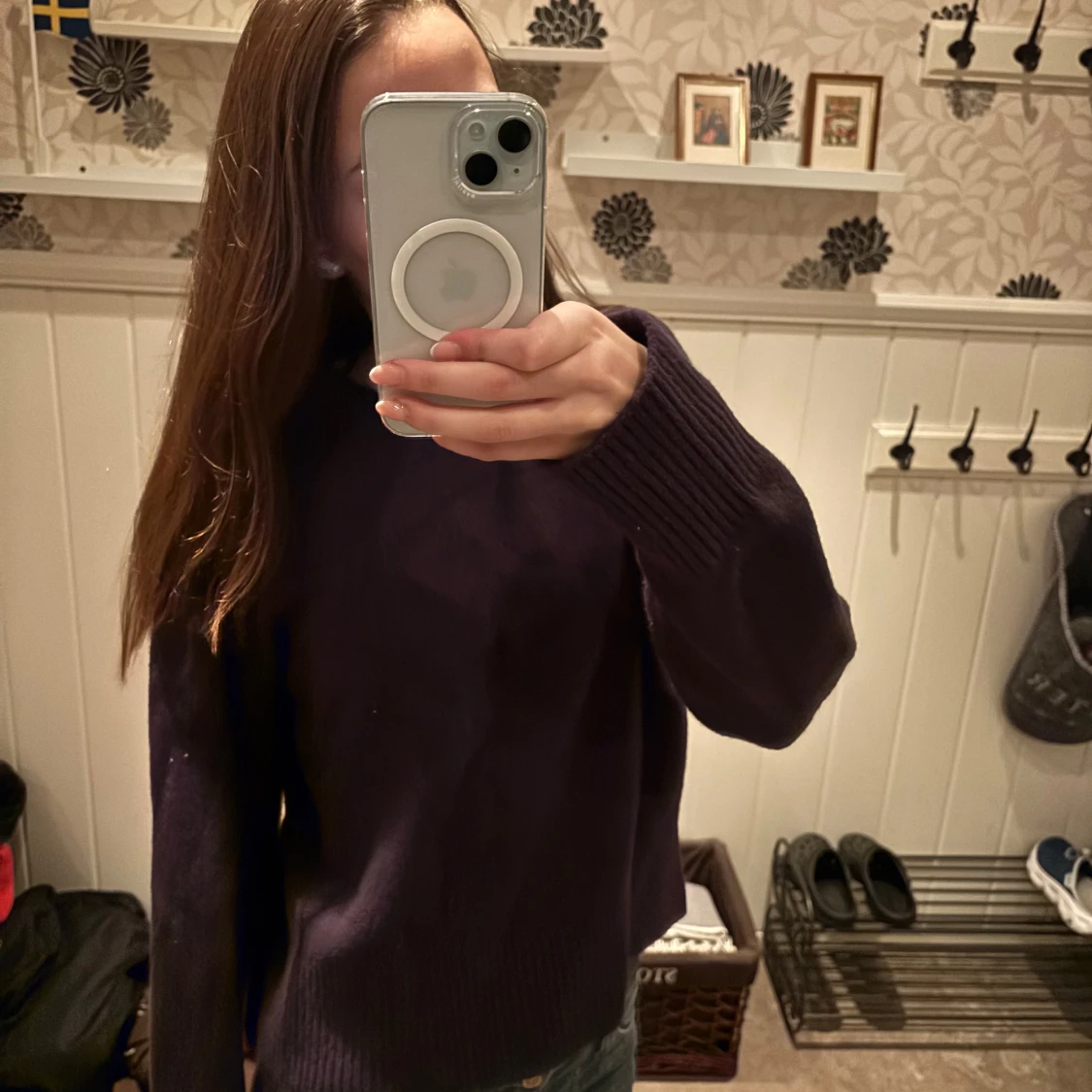 Mörklila/mörkblå stickad tröja - 1