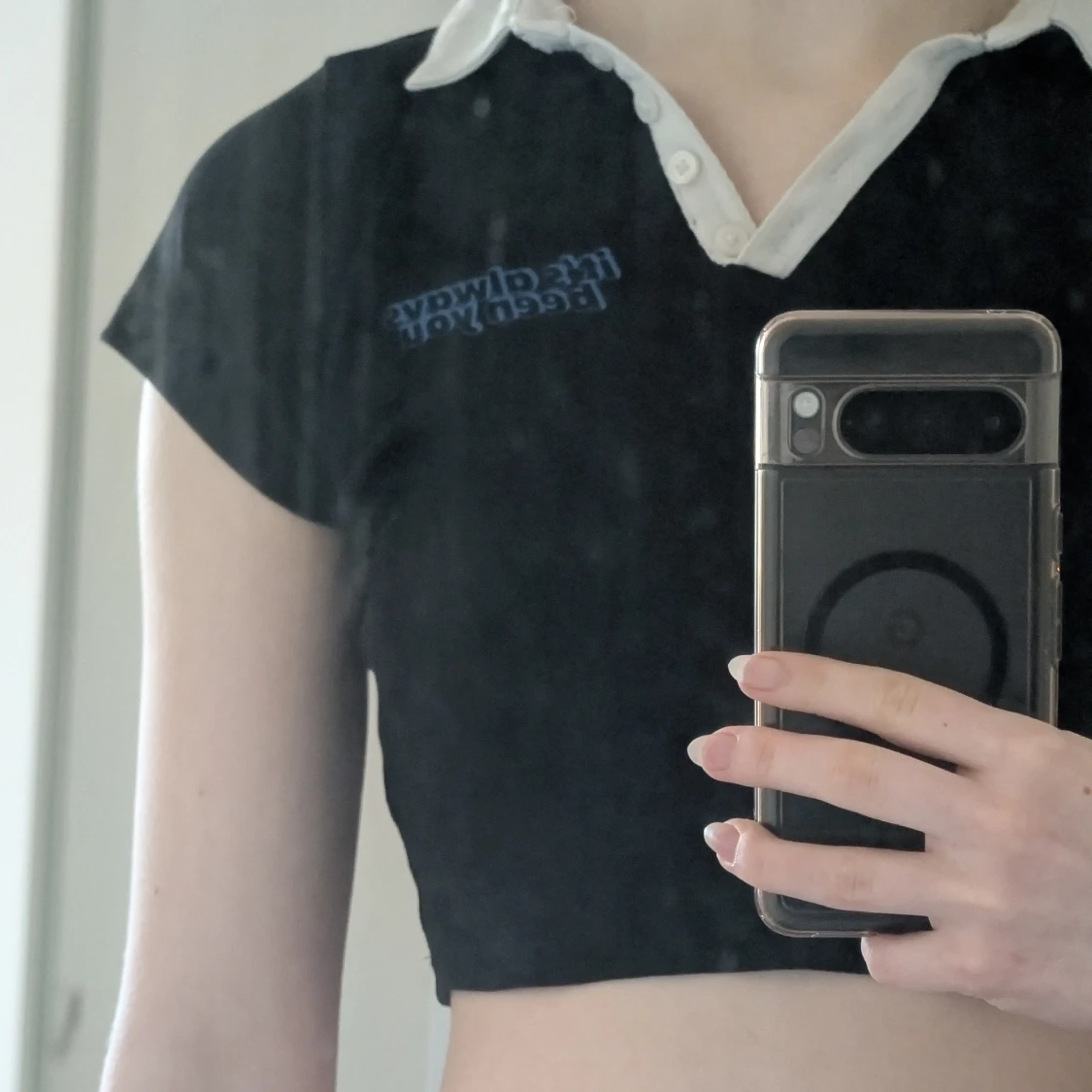 Svart croppad polotopp - 1