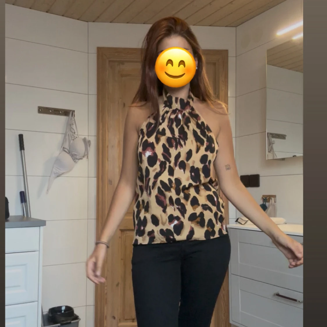 Leopardmönstrad halterneck topp - 4