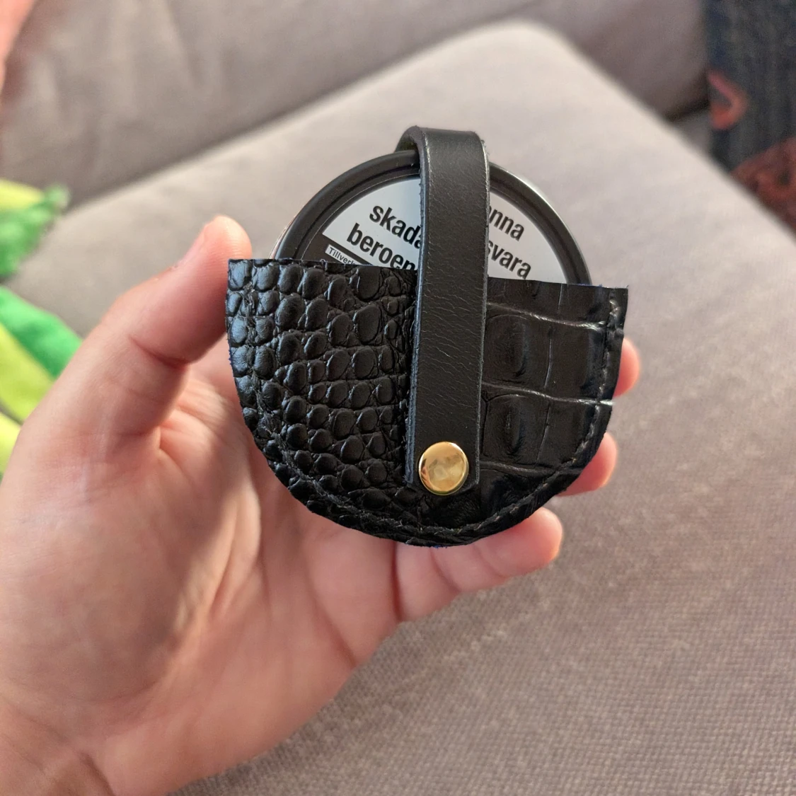 Svart snusdosa-fodral i skinn - 1