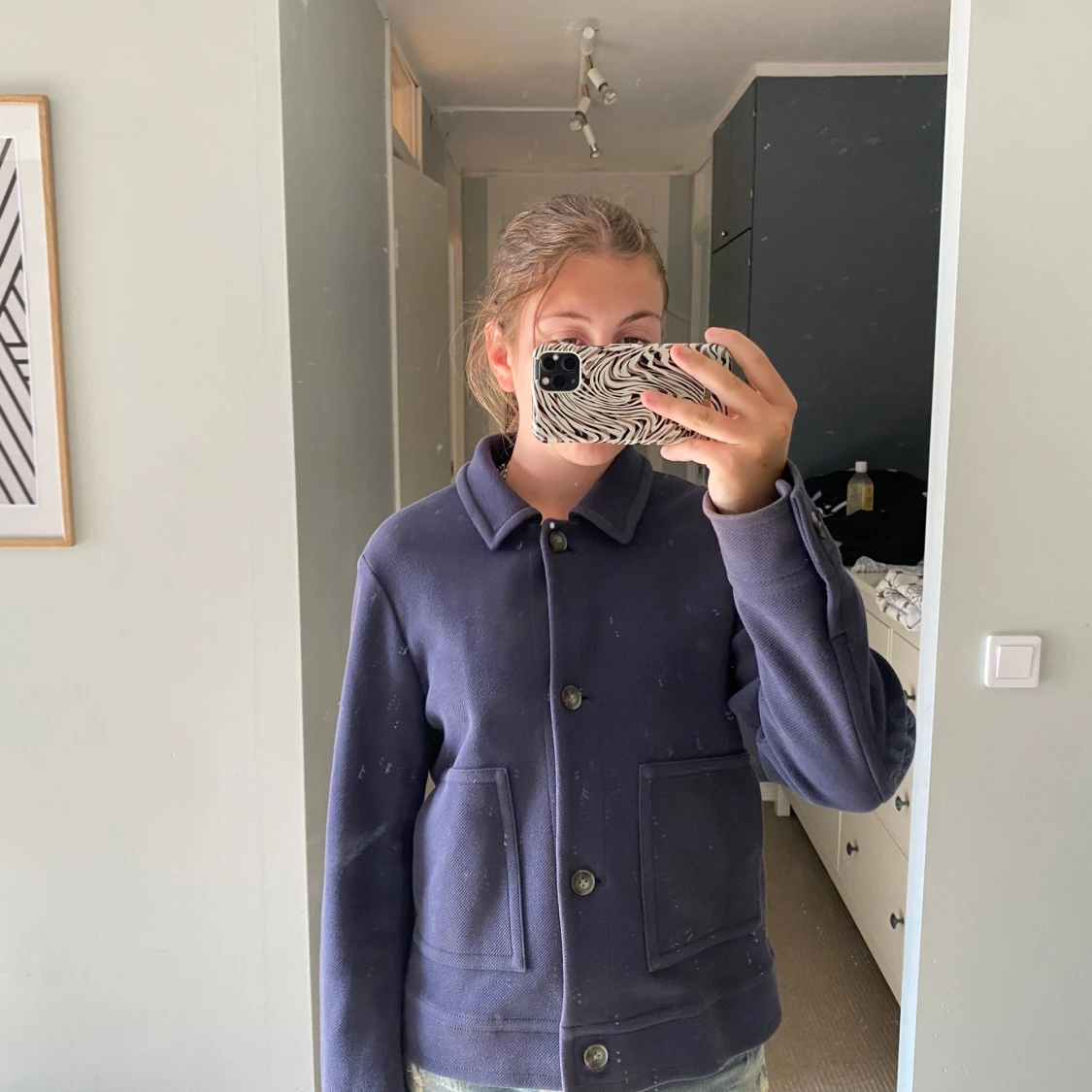 Mörkblå overshirt med knappar - 2