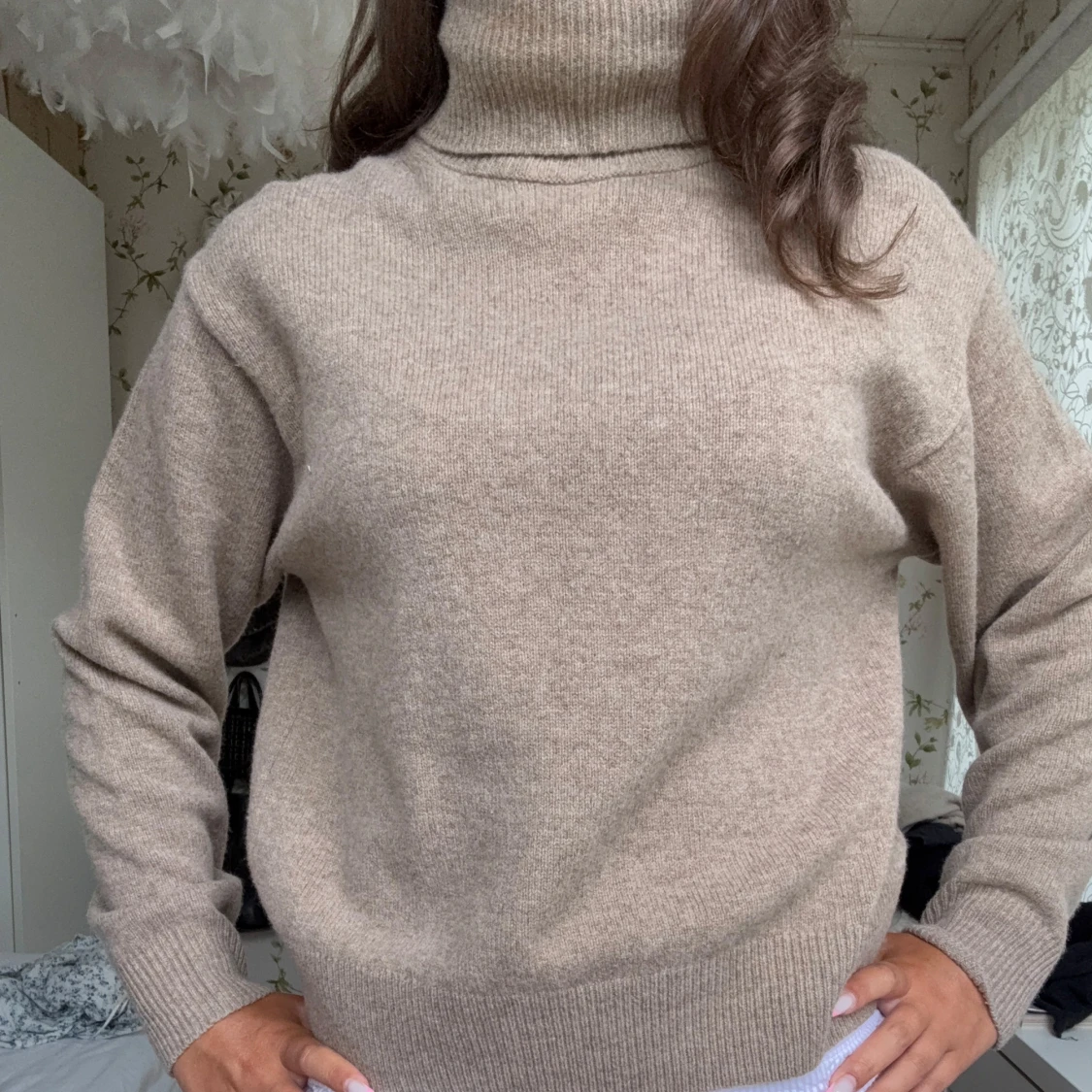 Beige polotröja i ullmix