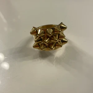 Guldig ring med nitar från Edblad  - Cool ring i guldton med flera spetsiga nitar framtill. Ringen har en bred design och ger en edgy känsla till din stil. Perfekt accessoar för dig som vill sticka ut och addera lite attityd till outfiten.