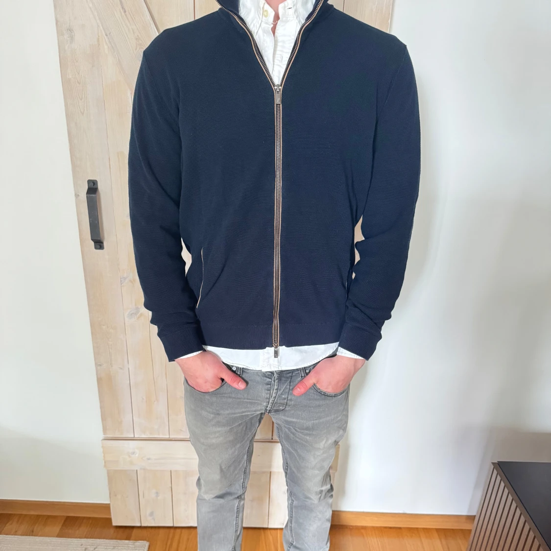 Mörkblå kofta Massimo dutti