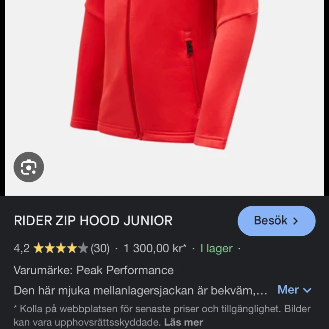 Röd hoodie med dragkedja från Peak Performance - 1