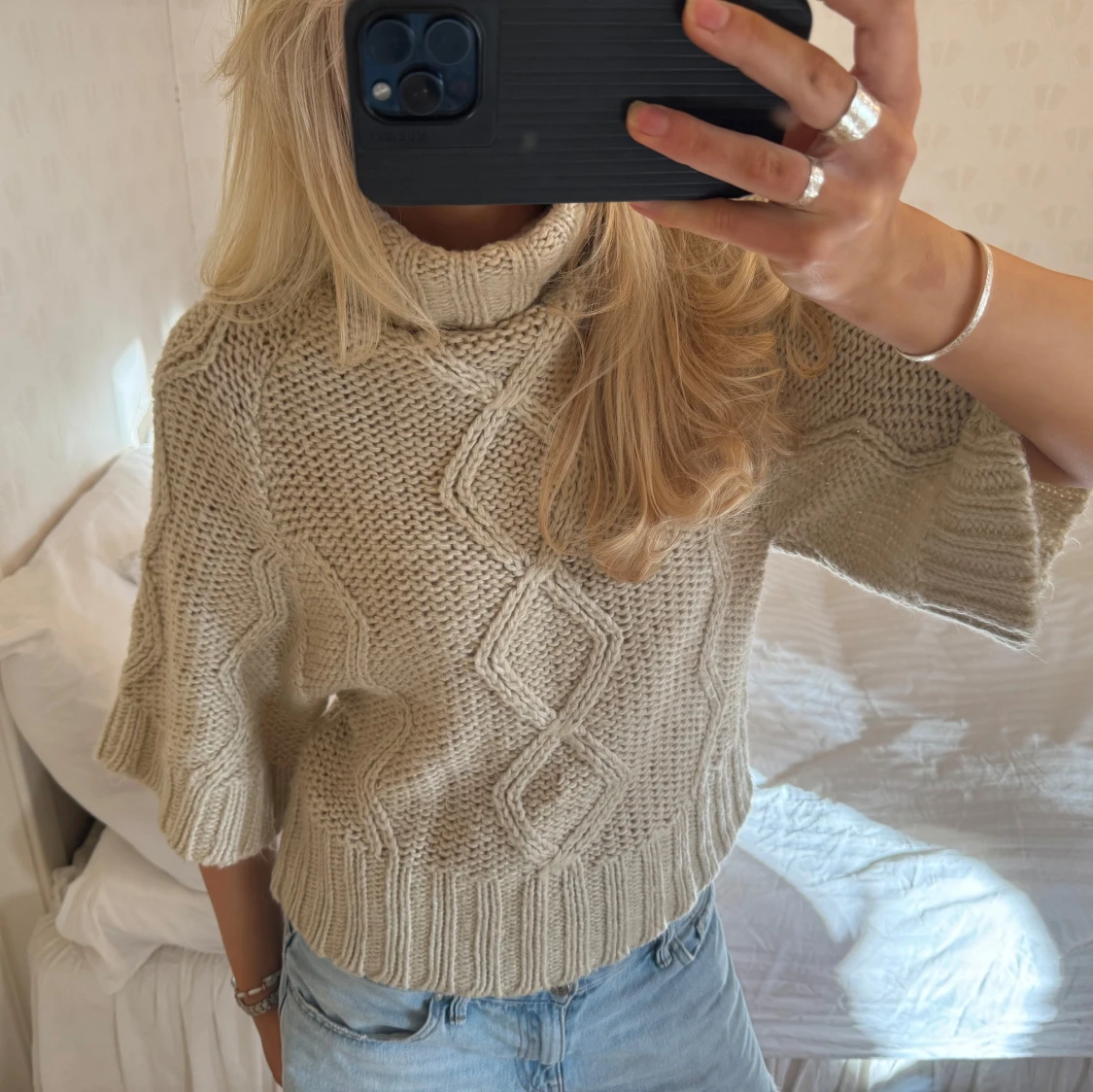 Beige stickad topp - 2