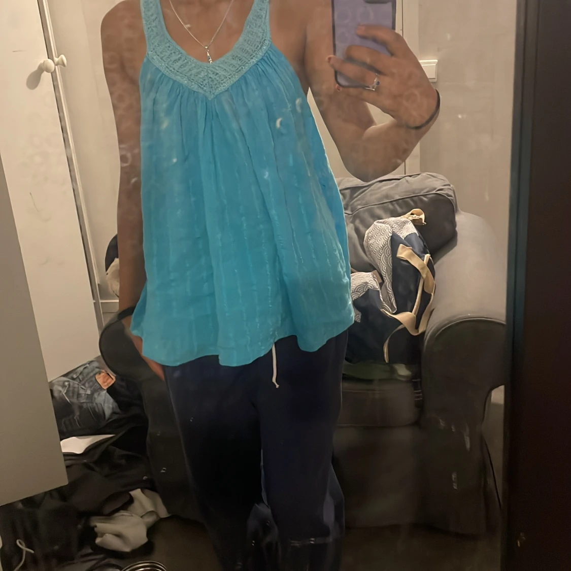 Turkos ärmlös linnetopp - 3