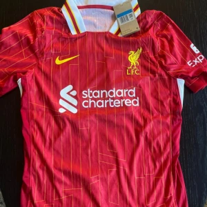 Liverpool Salah matchtröja Nike M - Liverpool FCs M. Salah och nummer 11 på ryggen. Röd med gula och vita detaljer, tunna gula linjer i mönstret och klubbmärke på bröstet. Klassisk krage med röd, gul och vit rand. Tillverkad i lätt och ventilerande material.
