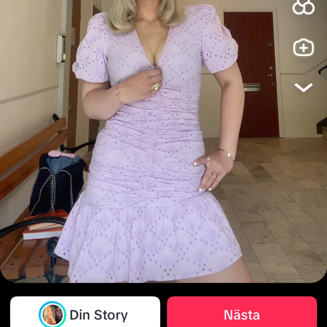 Ljuslila kortklänning med puffärmar från Zara 💓 - 1