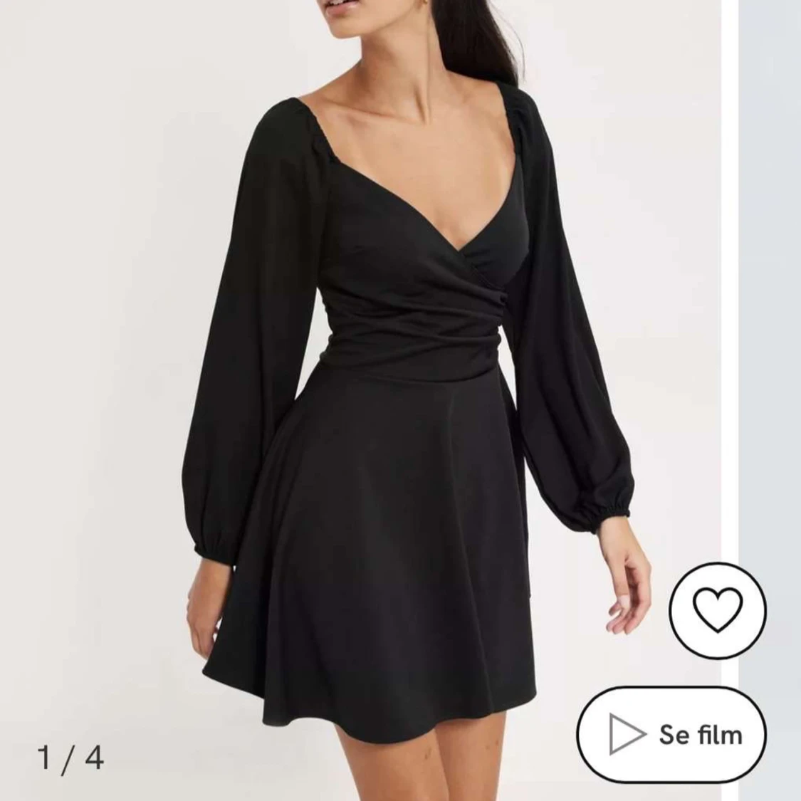 Svart omlottklänning med lång ärm - 1