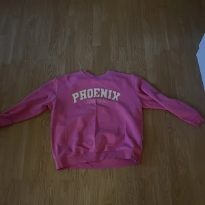 Rosa sweatshirt  - Säljer en rosa sweatshirt med texten 'PHOENIX ARIZONA' i vitt framtill. Tröjan har rund hals och långa ärmar, perfekt för en avslappnad stil.