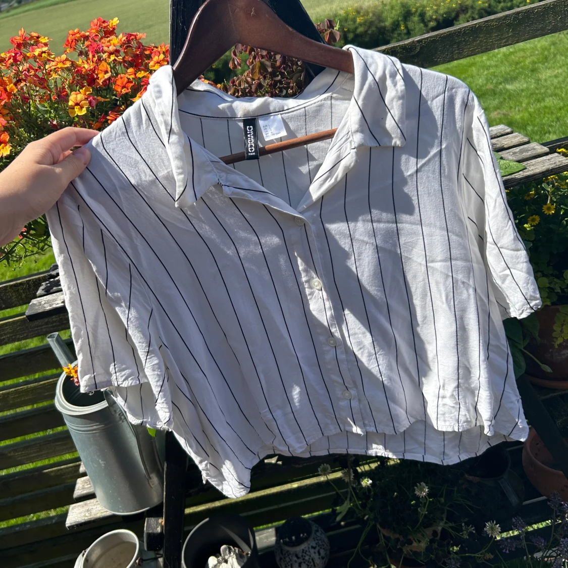 Pinstripe cropped skjorta 