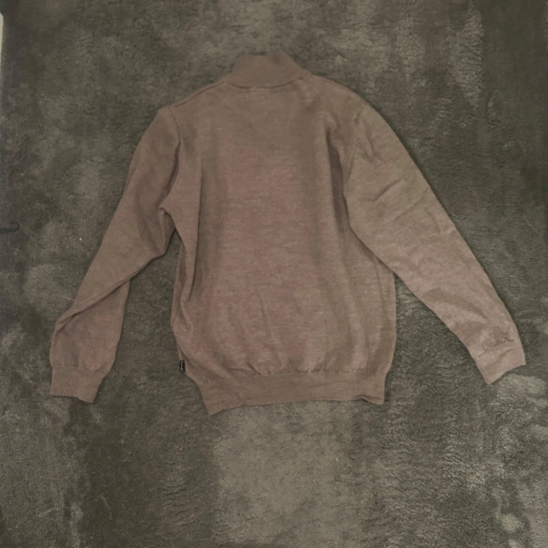 Brun stickad half zip-tröja Sand - 1