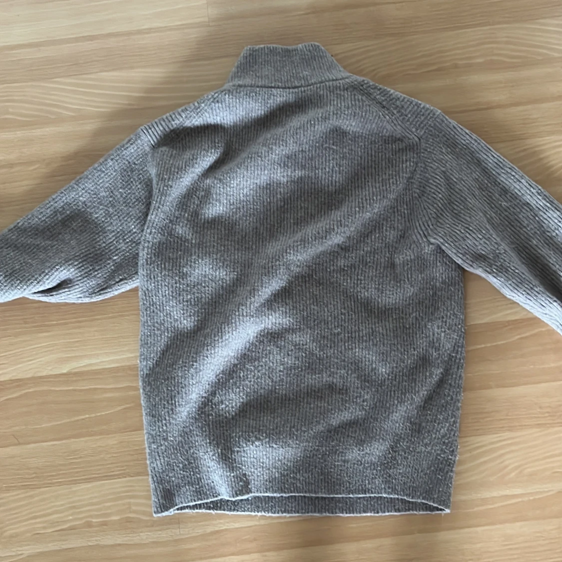 Grå ribbstickad half zip-tröja Uniqlo - 3