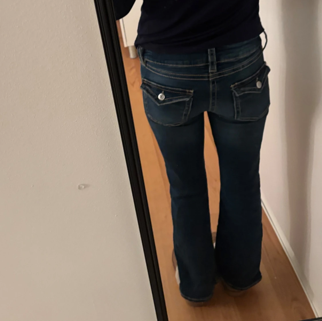 Låg midja mörkblå jeans - 90