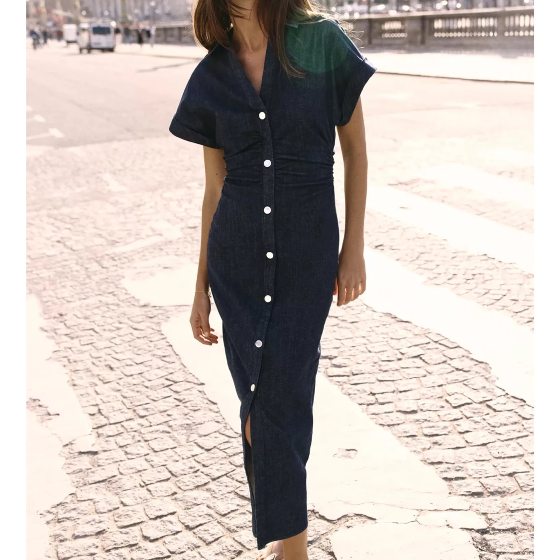 Mörkblå jeansklänning från Zara - 1