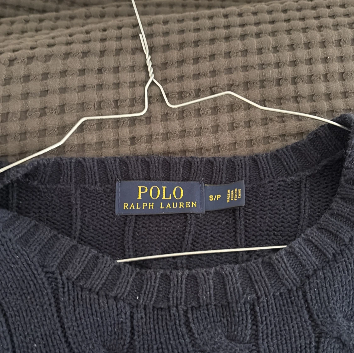 Mörkblå kabelstickad tröja Polo Ralph Lauren - 1