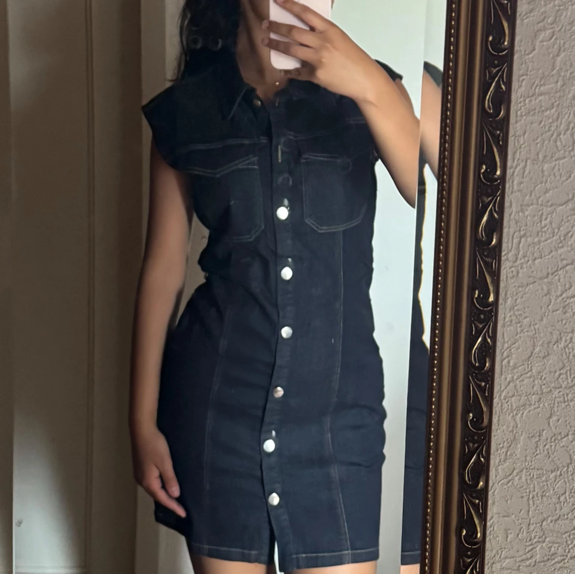  jeansklänning med knappar - 1