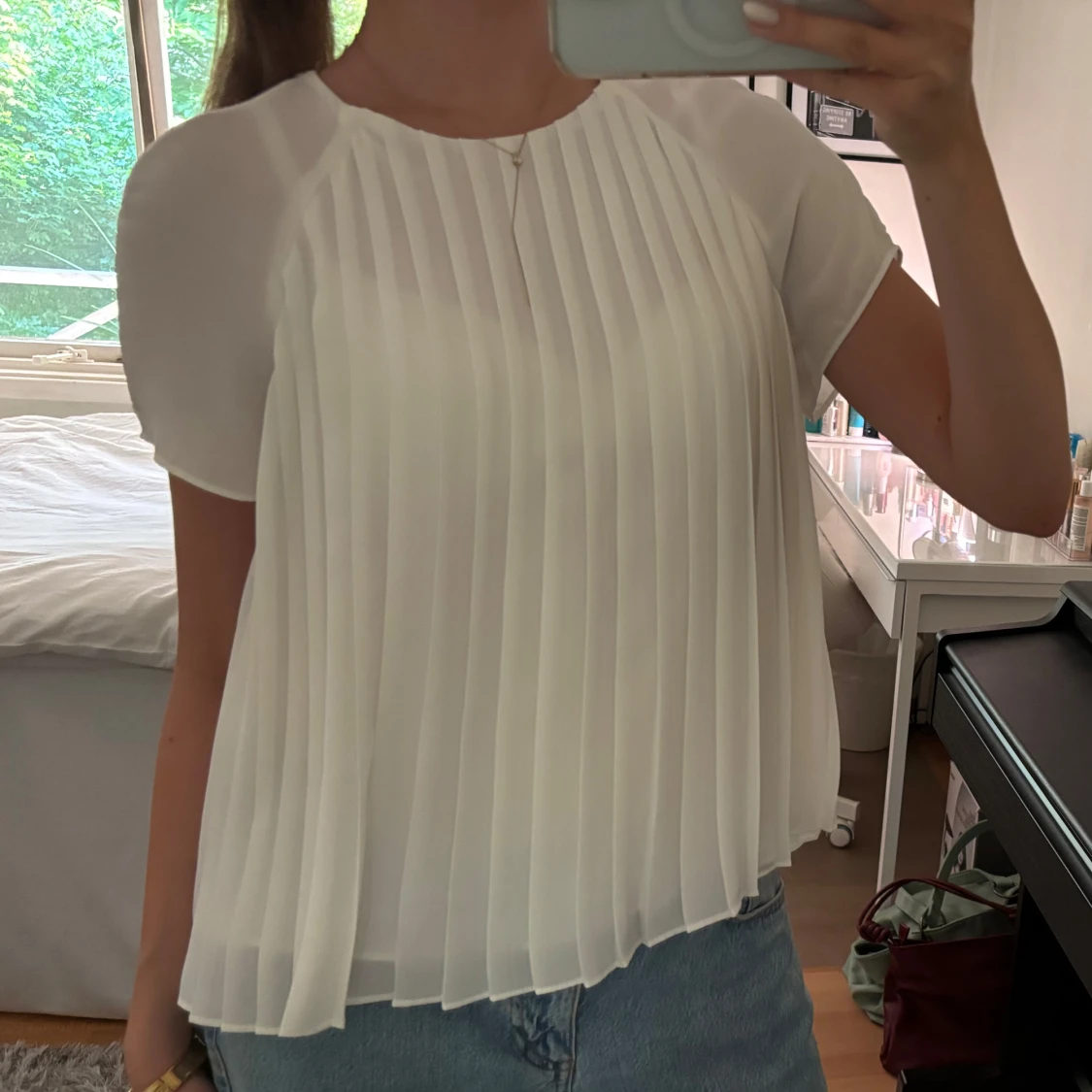 Vit plisserad topp 
