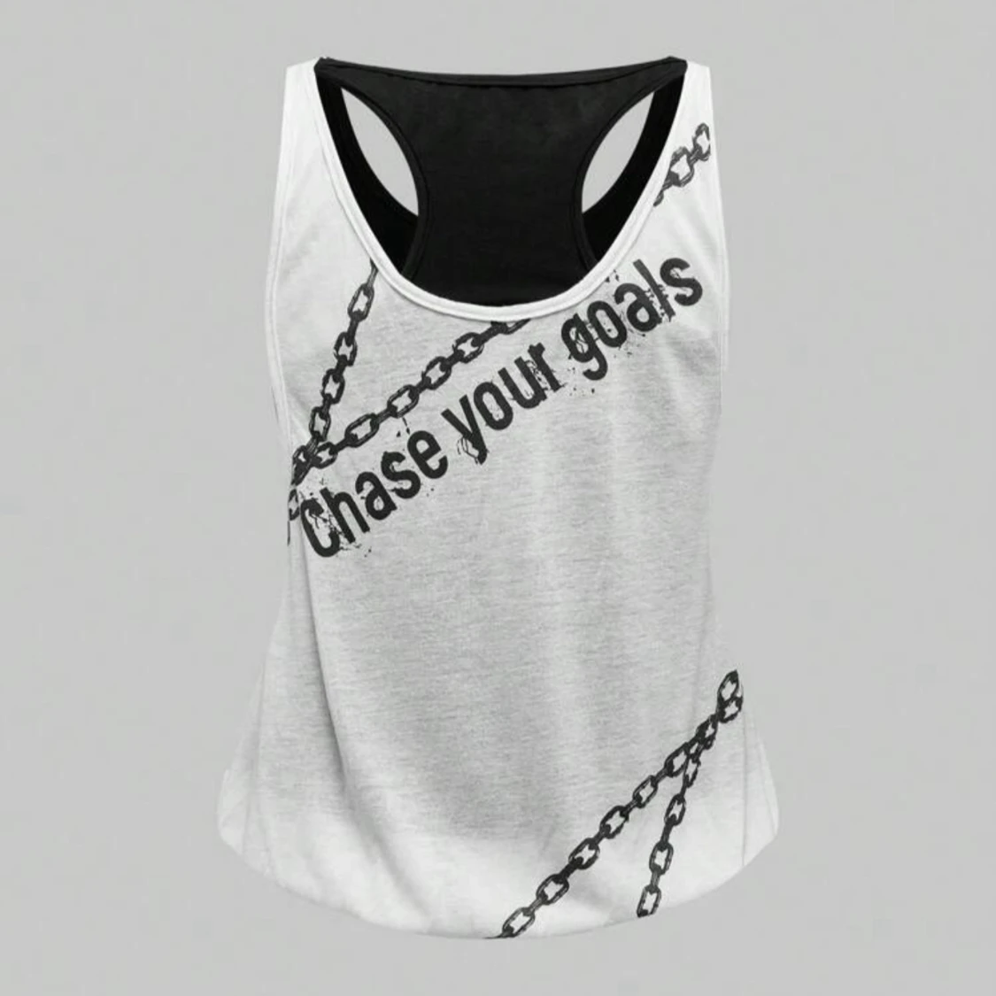 Vit och svart linnetopp med tryck - 1