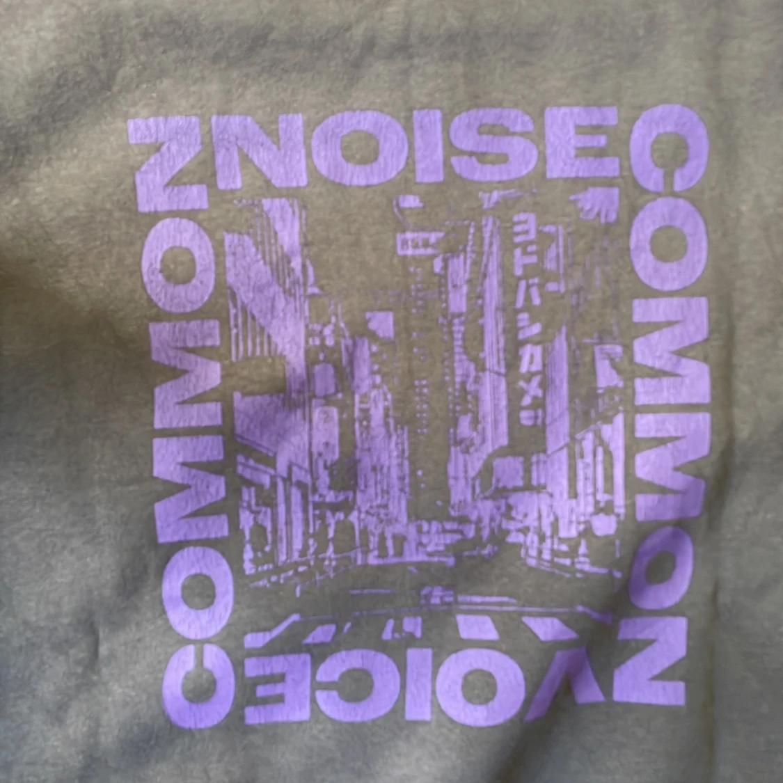 Grå sweatshirt från H&M med lila tryck - 3